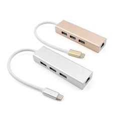 Professional furnizor pentru USB C LAN HUB Gigabit Ethernet 3PCS USB3.0 interfata pentru Computer Mouse, tastatură, U Flash Driver, culoare Rose Gold aluminiu