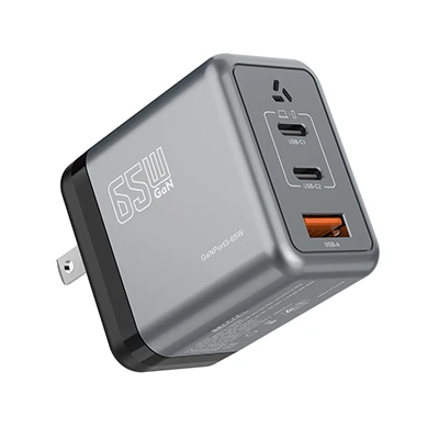 Încărcător de perete GaN PD65W Trei porturi USB C USB A